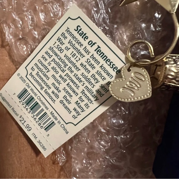 Old World Christmas Tennessee Glass Ornament - Picture 4 of 4